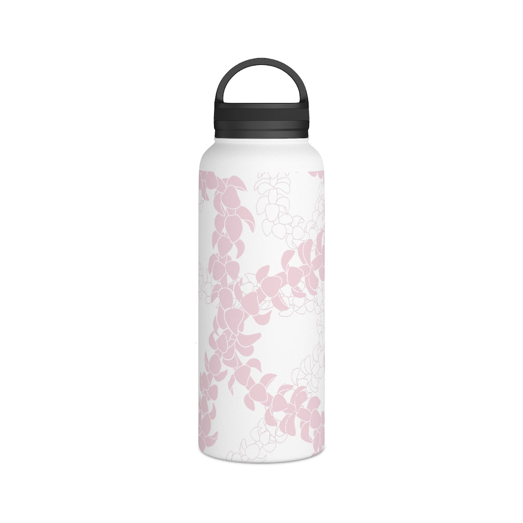 Water Bottle with Handle- Puakenikeni Curvilinear Lei (Soft Pink)