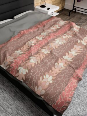 Velveteen Blanket- Pakalana Stringing Peach